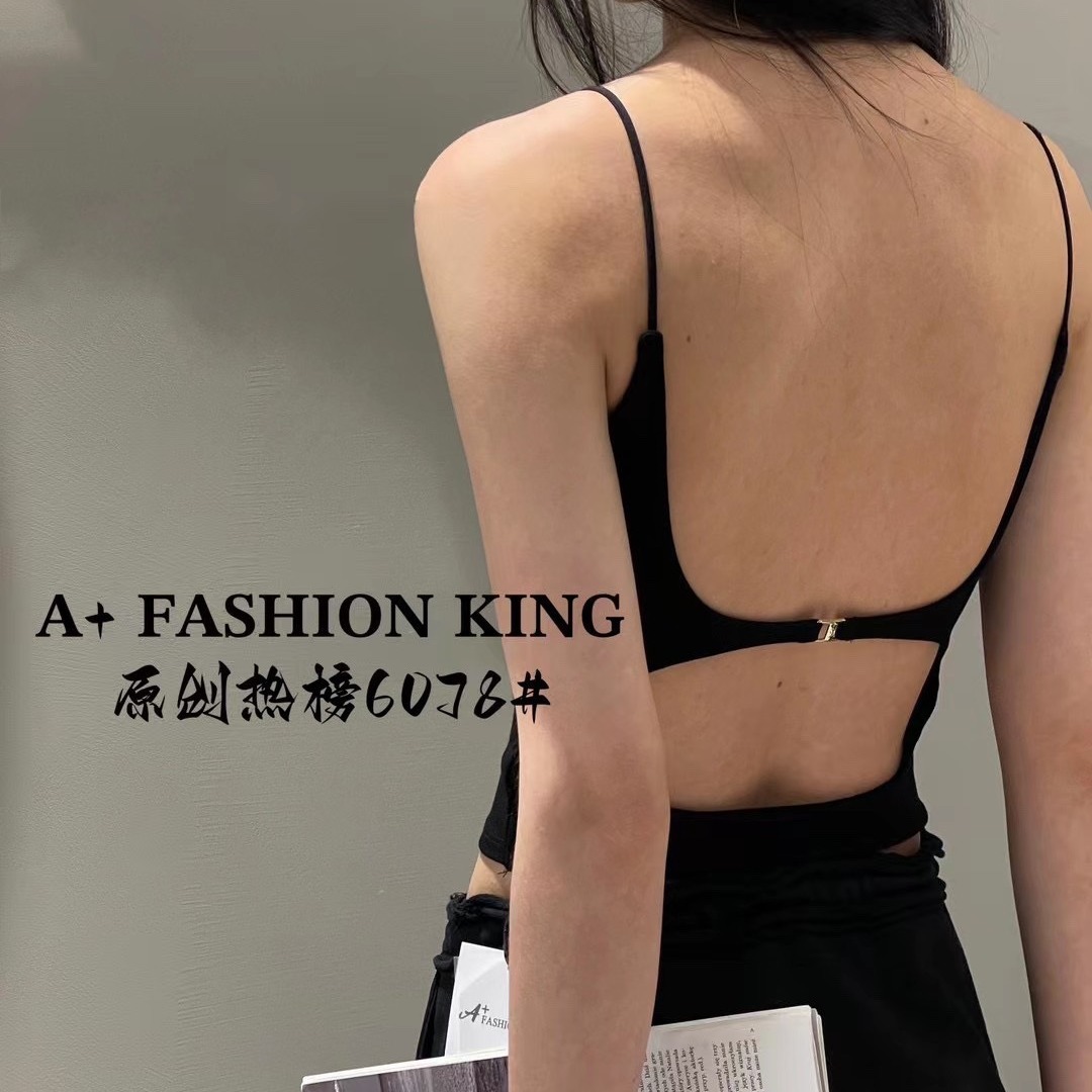 8年老店 夏季新款镂空露背设计带胸垫美背上衣女辣妹纯欲显瘦