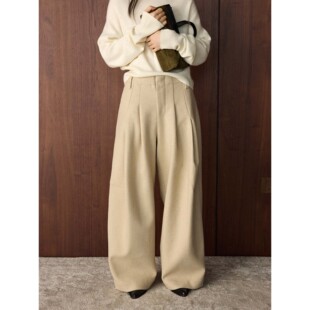 复古时髦毛呢褶皱羊毛西裤 9年老店 韩版 新款 宽松显瘦保暖 叙漫冬季