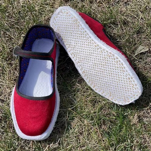 纯手工千层底布鞋女士方口系带鞋