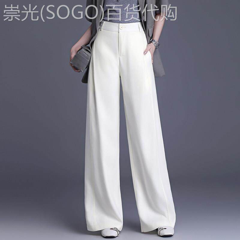 时尚白色阔腿裤女西裤2026春夏季新款高腰直筒裤宽松显瘦休闲裤
