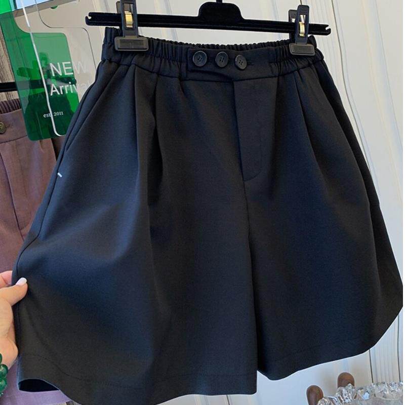 潮牌休闲阔腿短裤女2026夏季新款宽松大码胖MM显瘦松紧腰五分裤子