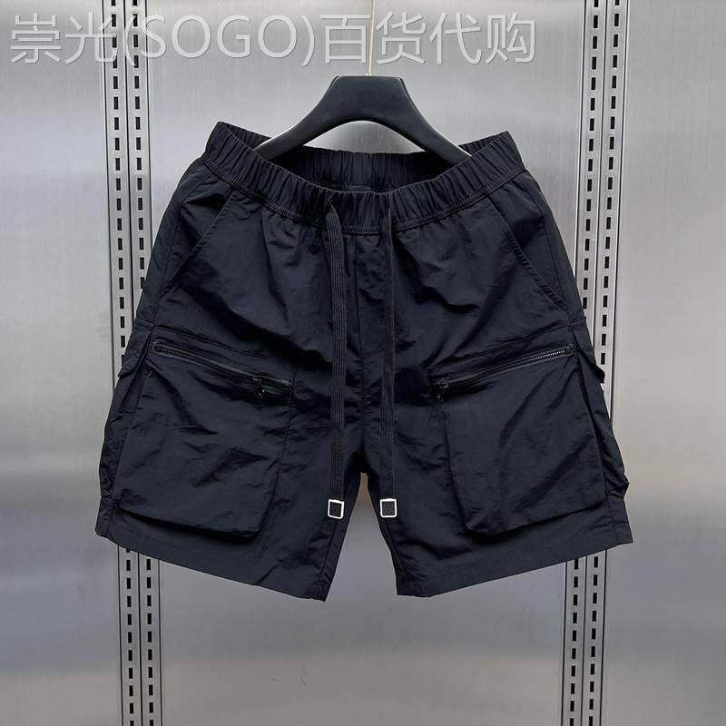 代购夏季速干多口袋薄款纯色宽松直筒工装短裤男士休闲运动五分裤