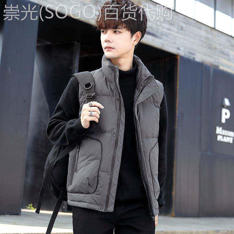 潮牌短款羽绒马夹男秋冬季宽松保暖面包服日系休闲马甲背心外套