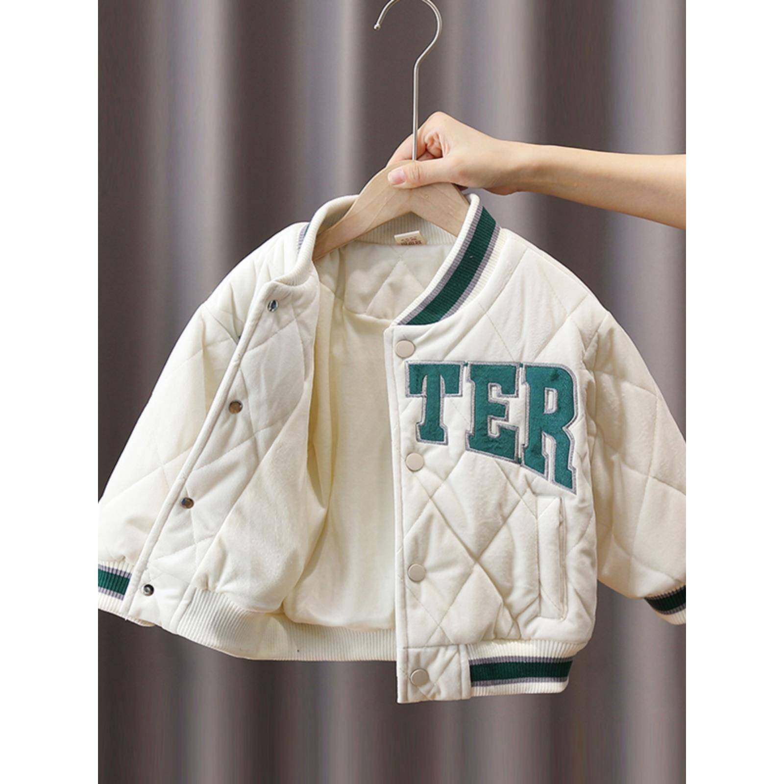 韩国男童加绒棒球服外套加厚儿童棉衣新款宝宝冬季洋气冬装棉服潮