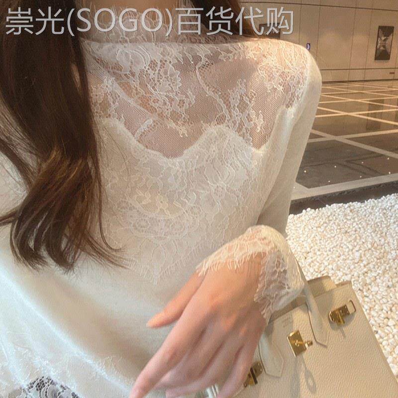 高领蕾丝打底衫女春秋2025欧货高级感配毛衣皮草时尚纱衣网纱上衣