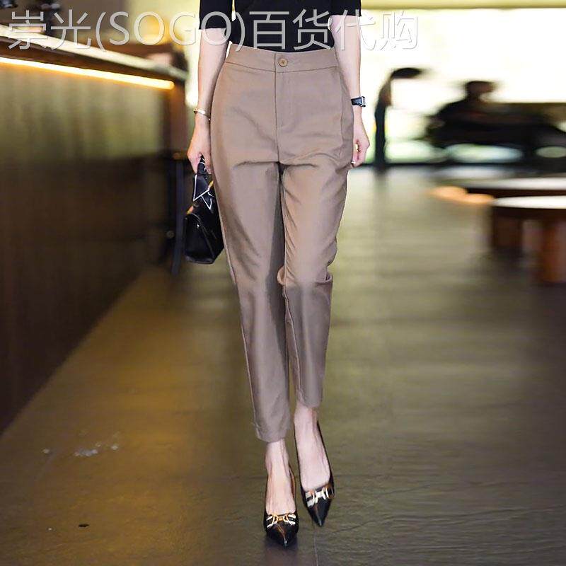 西装裤女春秋2025新款高腰直筒宽松显瘦休闲百搭职业九分烟管裤子