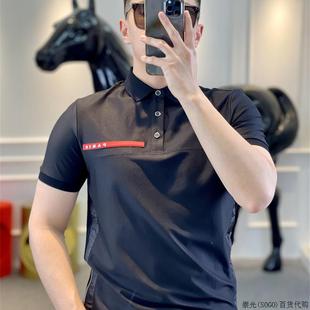 百搭修身 男POLO衫 上衣时尚 翻领商务短袖 新品 夏季 高定欧洲站新款