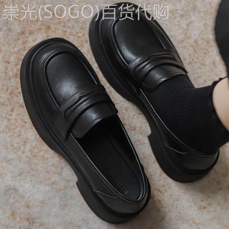 真皮黑色乐福鞋女款2025新款一脚蹬英伦风小皮鞋高级感厚底单鞋子