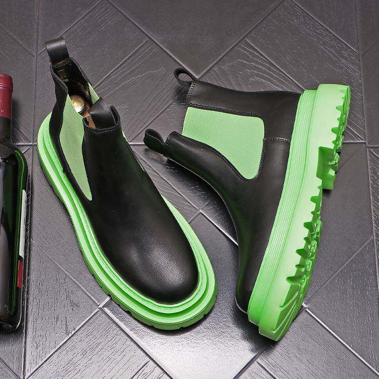 切尔西马丁靴男高级感冬季加绒真皮厚底休闲短靴高帮英伦风靴子潮