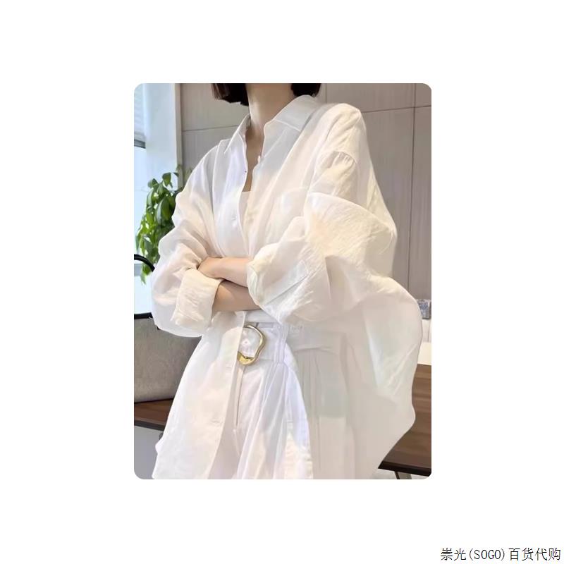 当季新品~高颜值百搭宽松白色棉麻长袖衬衫防晒衣女开衫亚麻衬衣