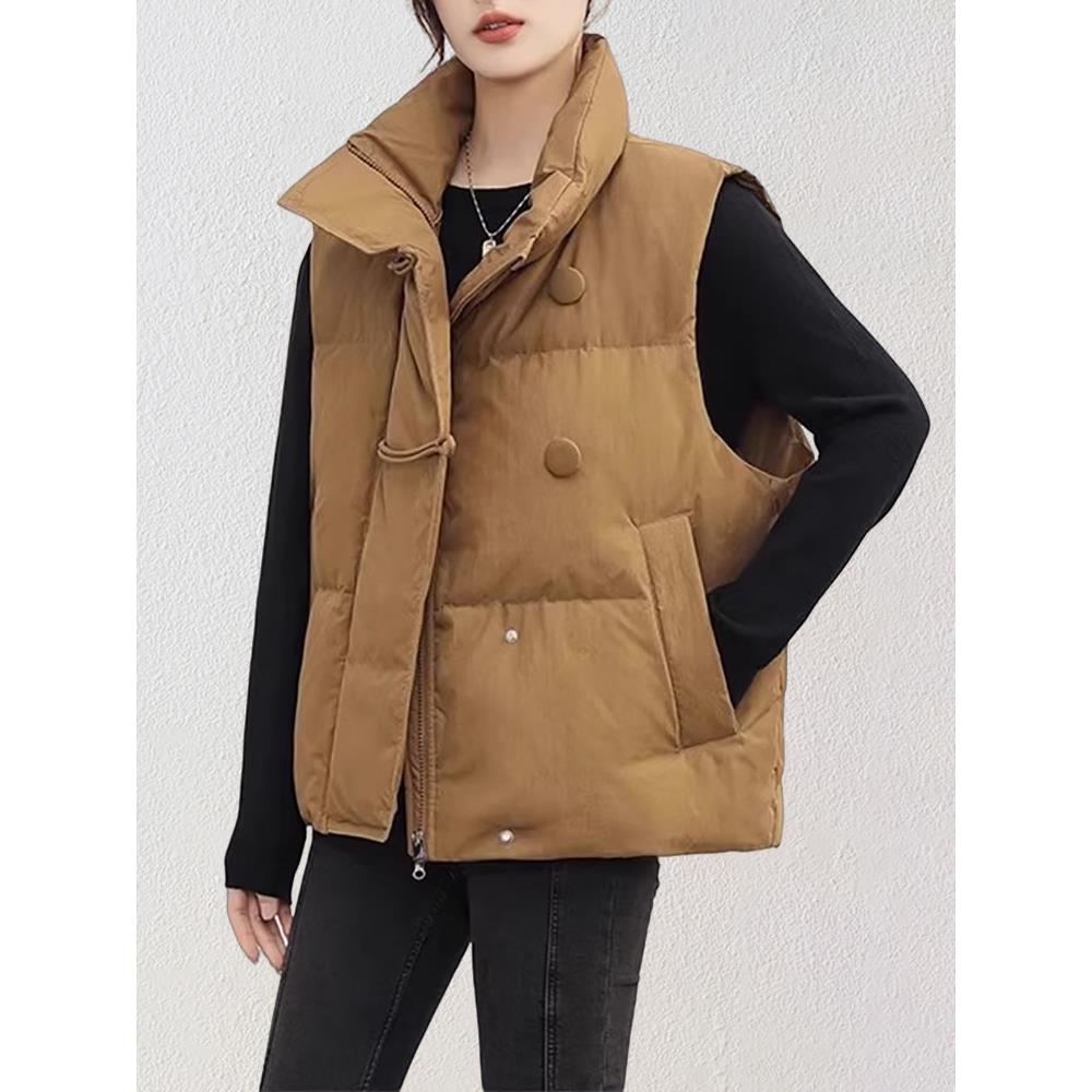 Mealiers洋气立领加厚短款羽绒马甲女冬季新款百搭白鸭绒外套上衣