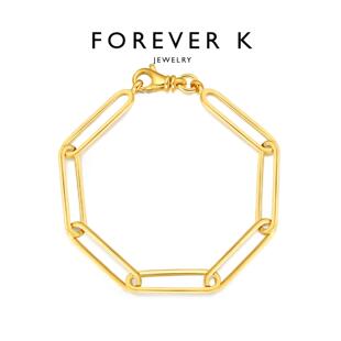 FK法诗卡 长形链环手链意大利手工轻奢18K包金925镀银