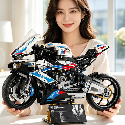 宝马摩托车M1000RR机车拼装积木