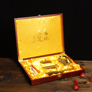 白象梳篦非遗中国风绿檀木梳子礼盒五件套装结婚生日商务高端送礼