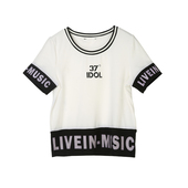 百搭短款 2025年夏季 T恤 韩版 上衣套头字母拼接嘻哈青春时尚 款 女装