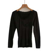 打底衫 女士美体紧身秋衣单件上衣塑身长袖 圆领保暖内衣 新品 秋冬季