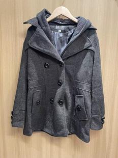 中老年人女奶奶秋冬装 60岁毛呢外套连帽老人太太加厚呢子上衣