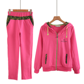 两件套 休闲新款 时尚 户外运动套装 纯棉女士长袖 户外跑步运动服