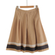 外贸原单女士半身裙新款 拼色褶皱休闲显瘦A字裙 高腰有拉链时尚