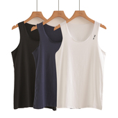 纯棉吊带背心女夏内搭修身 打底全棉上衣 宽松黑色短款 工字无袖 大码