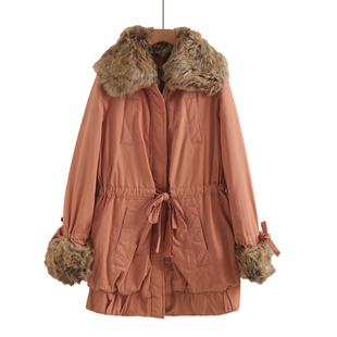 羊羔毛领派克服女款2026新款冬季小个子加厚纯棉棉衣棉服外套