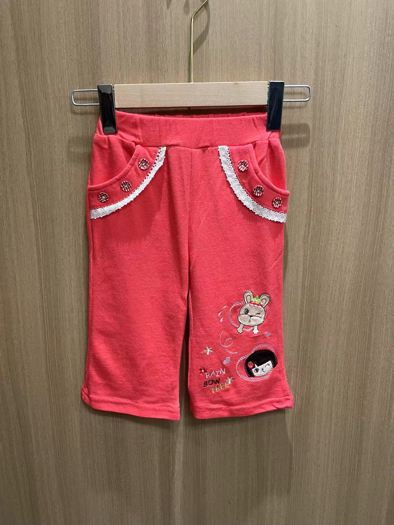 儿童春秋裤子日系童装宝宝春秋纯棉刺绣可爱女童蕾丝小兔子长裤