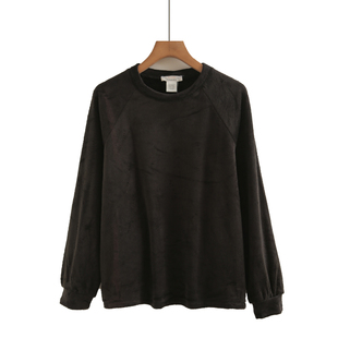 外贸原单珊瑚绒卫衣男女冬季 宽松加绒加厚圆领超柔厚实外套潮