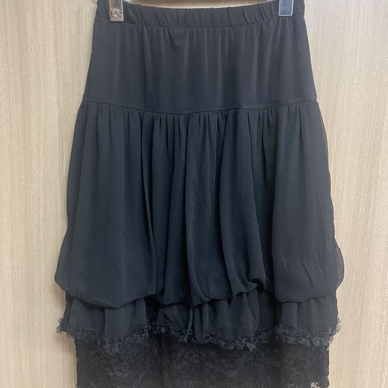 2025新款夏季松紧腰多层蕾丝拼接半身裙跳舞裙中老年中裙妈妈裙