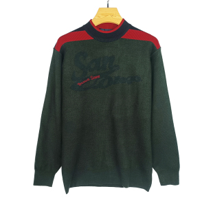 撞色设计休闲时尚圆领羊毛混纺针织衫男青年工薪优选修身套头毛衣