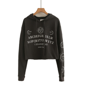 复古小众短款 连帽大码 卫衣女辣妹oversize修身 美式 长袖 加薄绒上衣