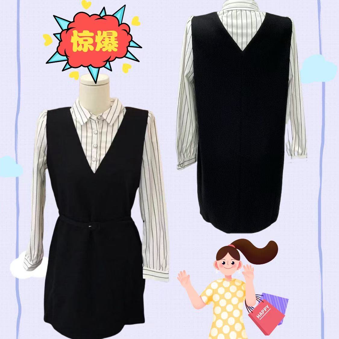 羊毛连衣裙简约大气时尚气质假两件衬衫针织高级收腰遮肉百搭裙子