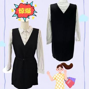 羊毛连衣裙简约大气时尚 针织高级收腰遮肉百搭裙子 气质假两件衬衫