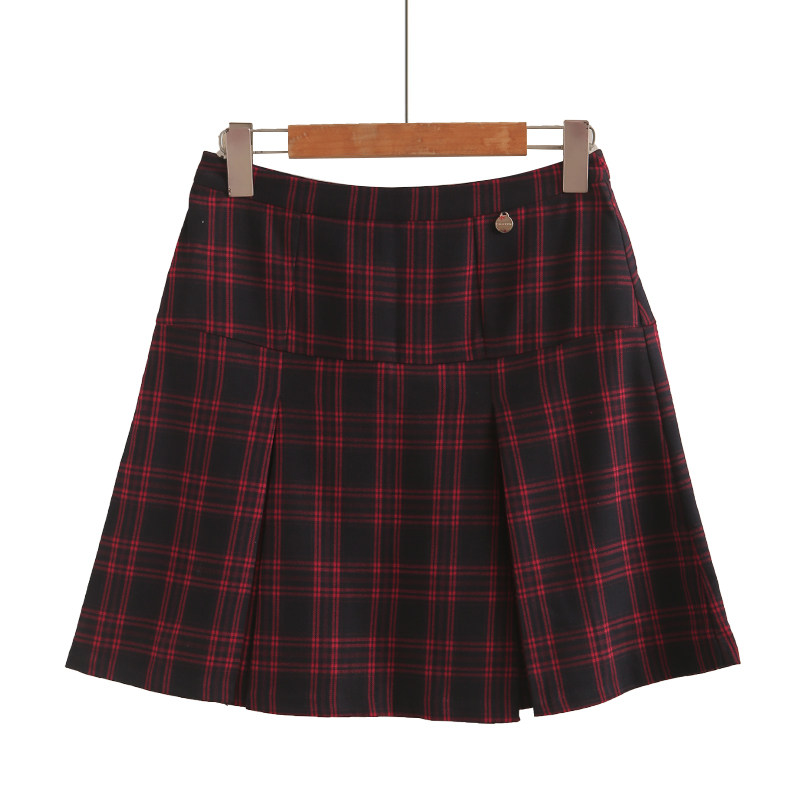 格子百褶裙女美式复古学院风高腰a字显瘦春夏短裙格纹半身裙短款,女装/女士精品,半身裙,淘宝优惠券,粉丝福利购,淘宝优惠卷