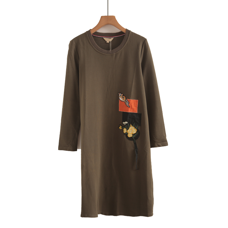 长袖连衣裙女新款潮2025秋季韩版宽松胖mm宽松大码纯棉中长t恤裙