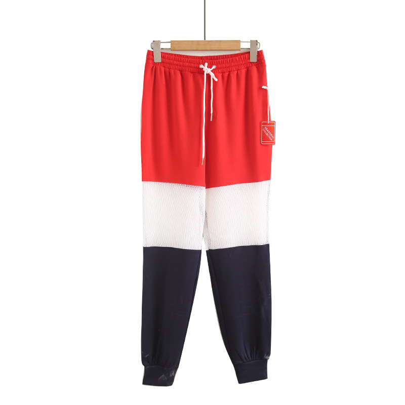 情侣运动裤夏季薄款冰丝速干休闲卫裤宽松束脚哈伦裤高腰镂空裤