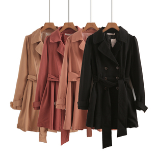 日单高级感风衣外套2026春季新款英伦风连衣裙式收腰气质短款大衣