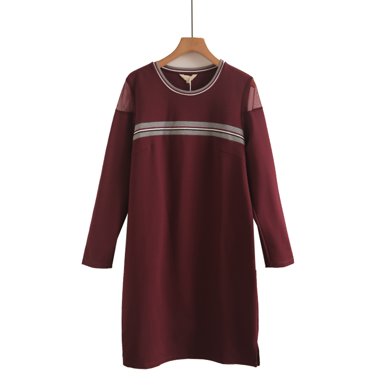 专柜669元【S】秋冬新款女装撞色拼接设计感简约风直筒长袖毛衣裙