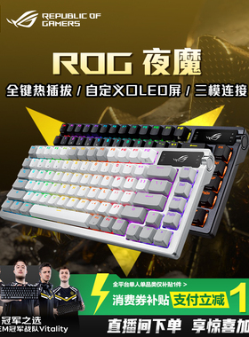 ROG夜魔三模客制化键盘75配列8K回报率OLED显示屏全键热插拔gasket结构三角洲行动玩家国度