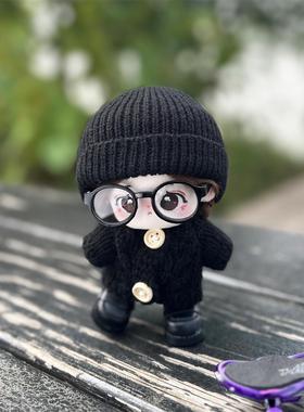 现货娃衣10cm棉花娃娃公仔玩偶衣服黑色毛衣针织衫毛线帽子替换装