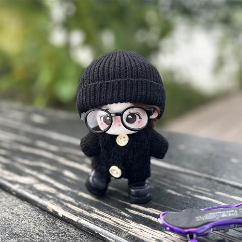 10cm棉花娃娃衣服黑色毛衣替换装