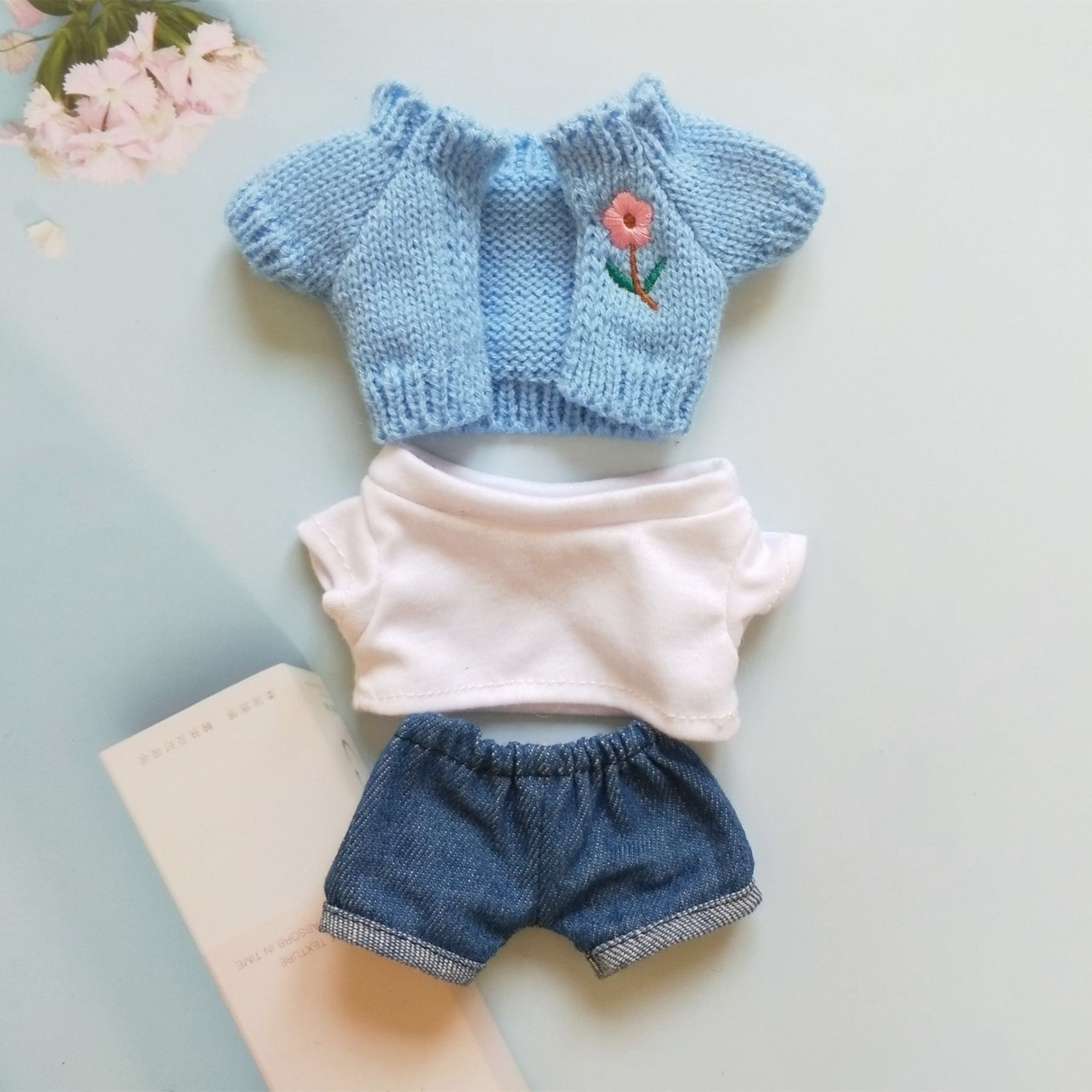 20cm厘米娃衣棉花娃娃衣服公仔蓝色开衫套装玩具布娃娃替换装现货