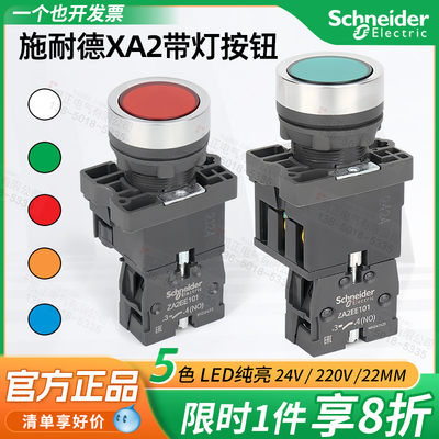 带灯220V绿红塑料按钮施耐德