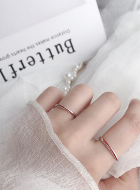 s925纯银红线情侣对戒chic个性男