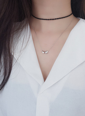 s925纯银双鱼项链韩版CHIC简约女