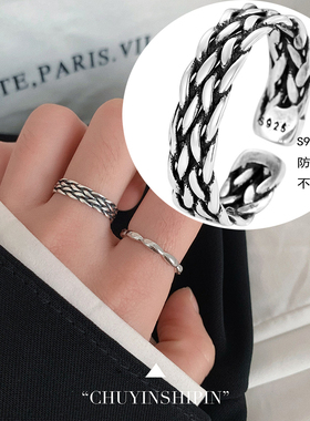 女s925纯银小众个性复古戒指