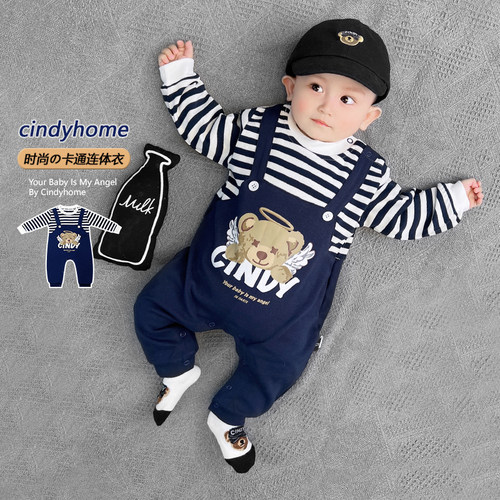 韩式婴儿连体衣时尚个性春装衣服