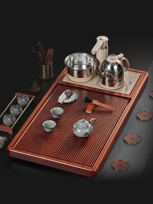 神雕厂红木茶盘架全自动一体式实木茶几家用红木简易功夫茶具