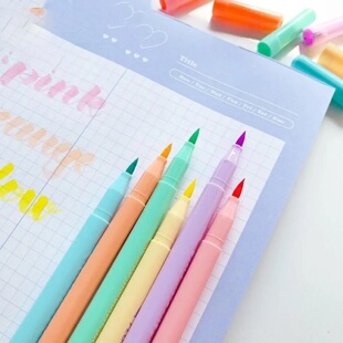 Soft Tip Highlighter Set Markers Pen Student Paintbrush Art