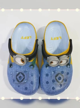 Small Yellow People Cartoon Print Adult Summer Hole Shoes S