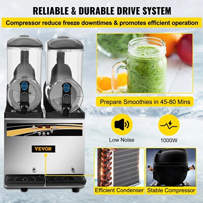 VEVOR 2x15L Commercial Slushy Machine Double Drink Dispense